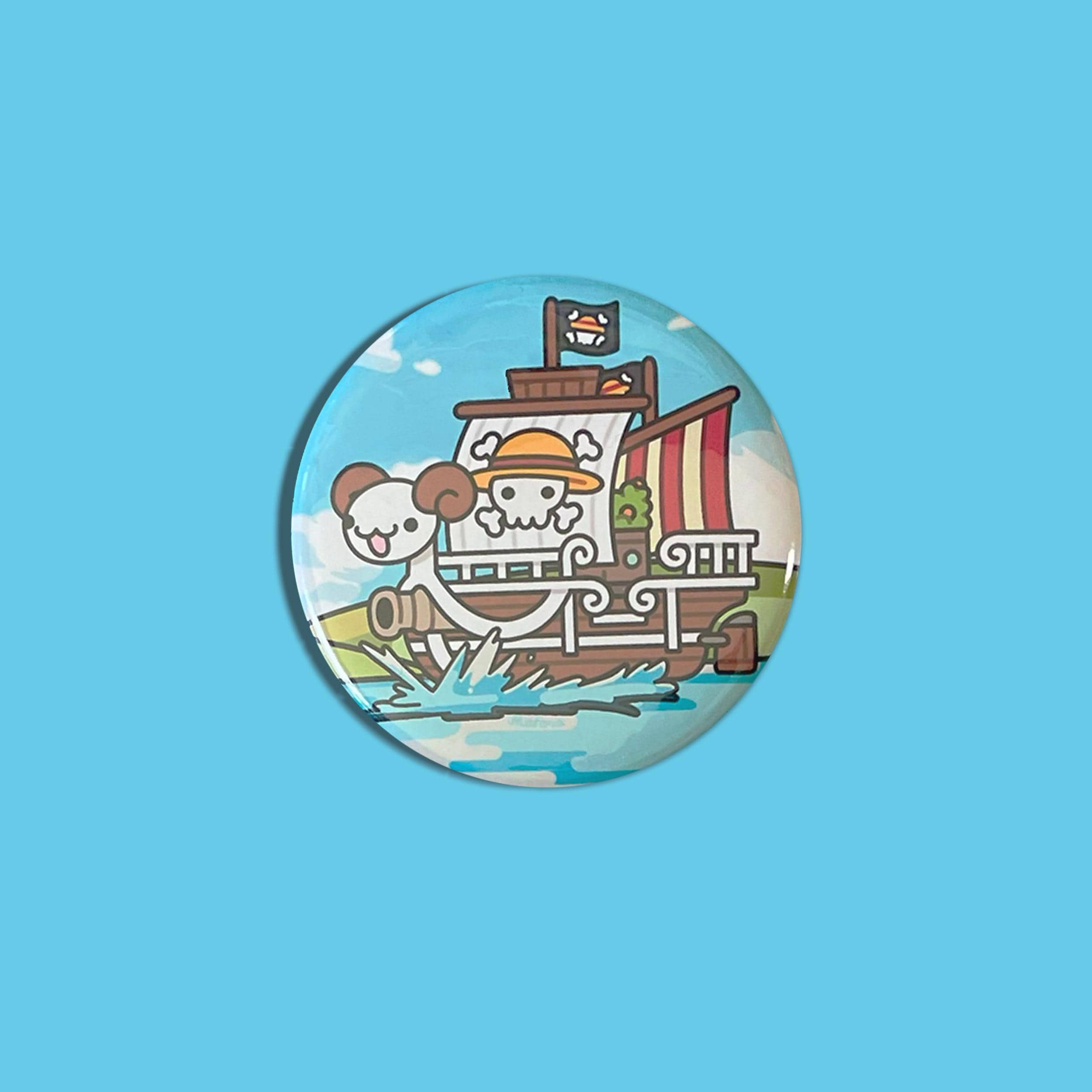 Merry Goat Pirate Ship | Metal Pinback Button