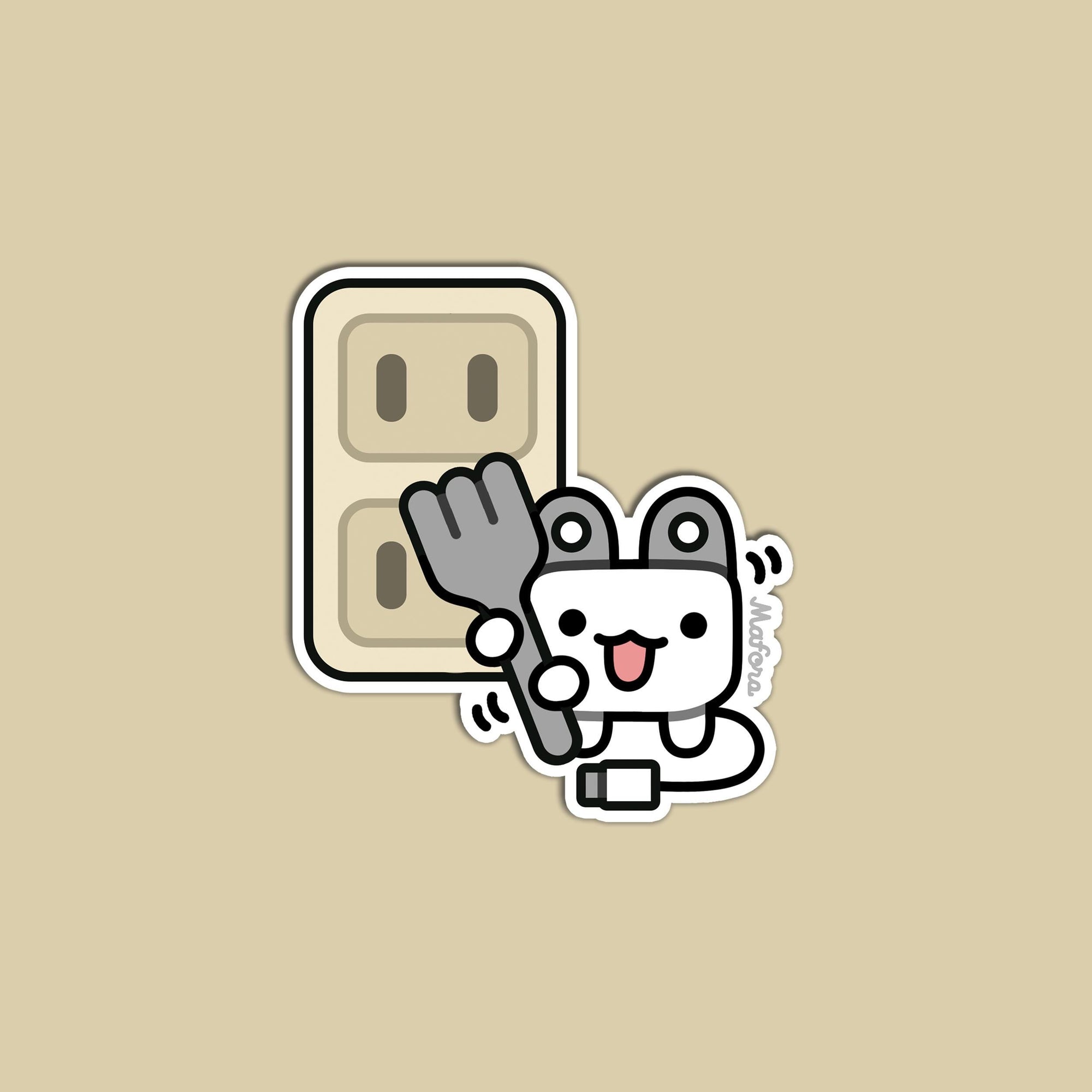 Watt is he doing with that fork? | Vinyl Sticker