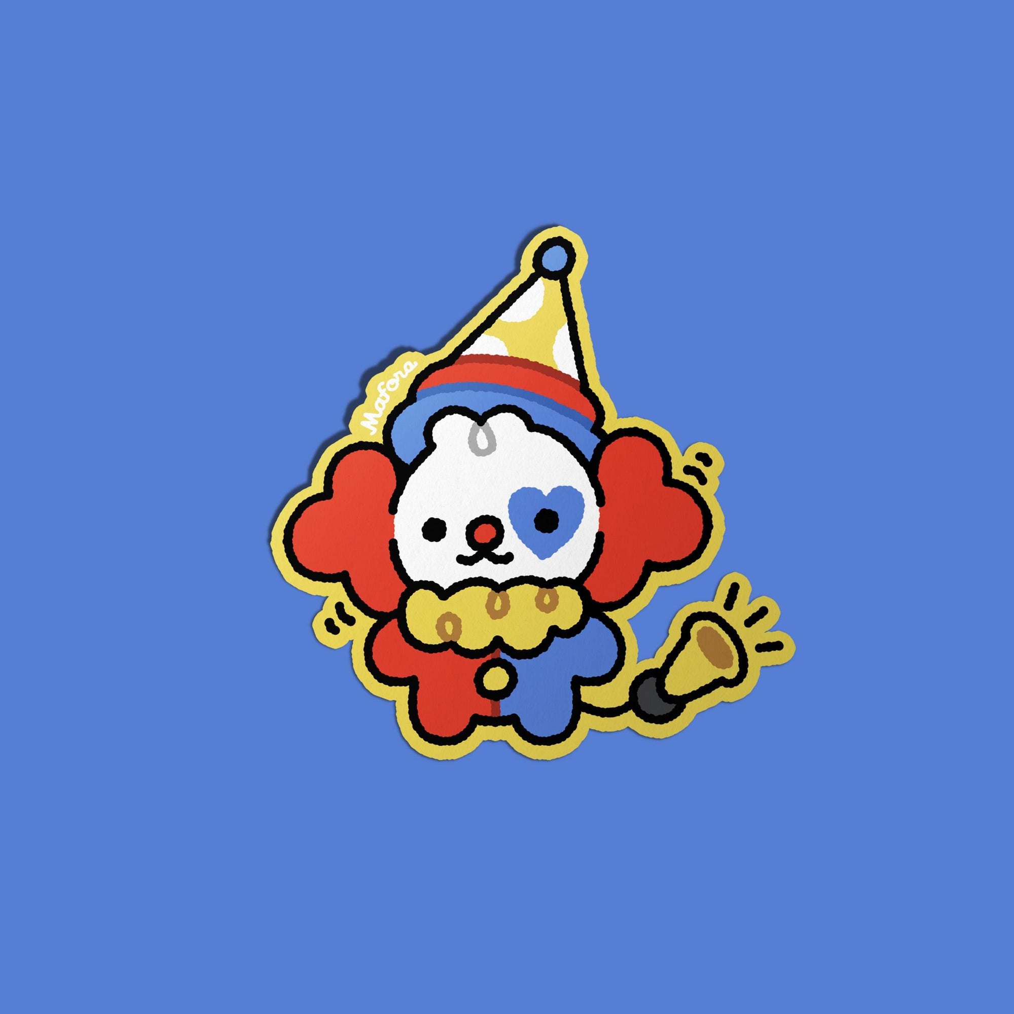 Biscoff the Clown Dog | Vinyl Sticker